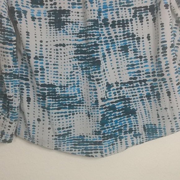 Land's End Outfitters Long Tab Sleeve Top AT&T Logo Blue Gray Pattern size US 4 - Picture 12 of 15